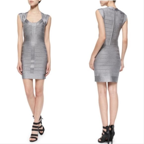 NWT - French Connection Silver Bandage Dress - Picture 2 of 5